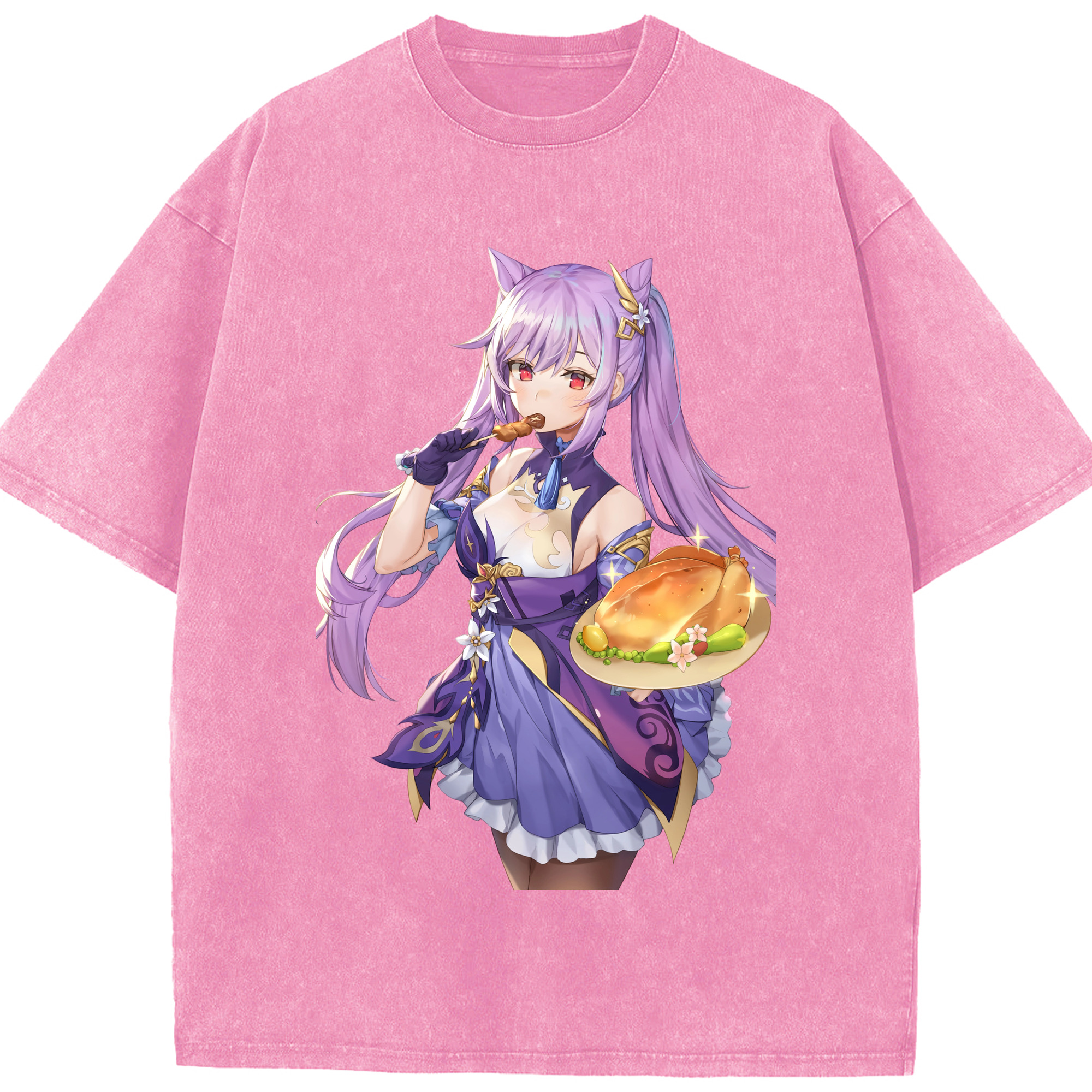げんし神 刻晴 こくせい genshin Kokusei 綿100% ヴィンテージ風 半袖Tシャツ（フロントプリント）